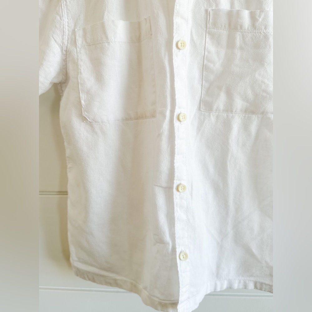 Zara Kids Button Down Linen Top - White - Size 7 - Picture 3 of 5